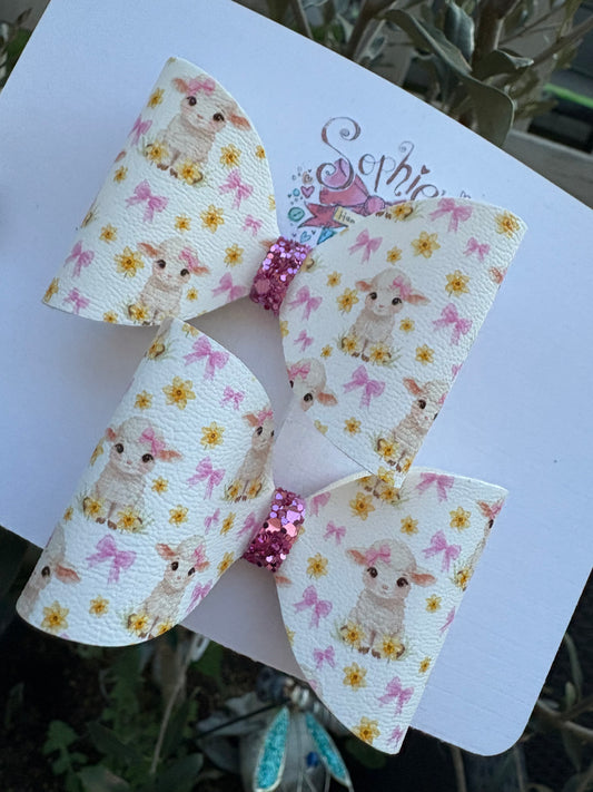 Pink Lamb 2.5inch Pigtail Bows