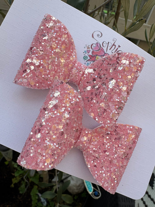 Bubblegum Sequin Chunky Glitter 2.5inch Pigtail Bows