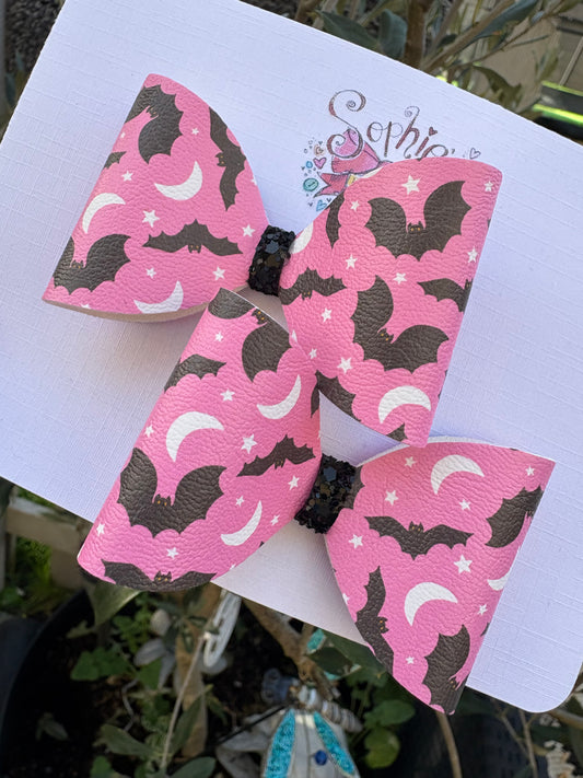 Pink Moon Bats 2.5inch Pigtail Bows