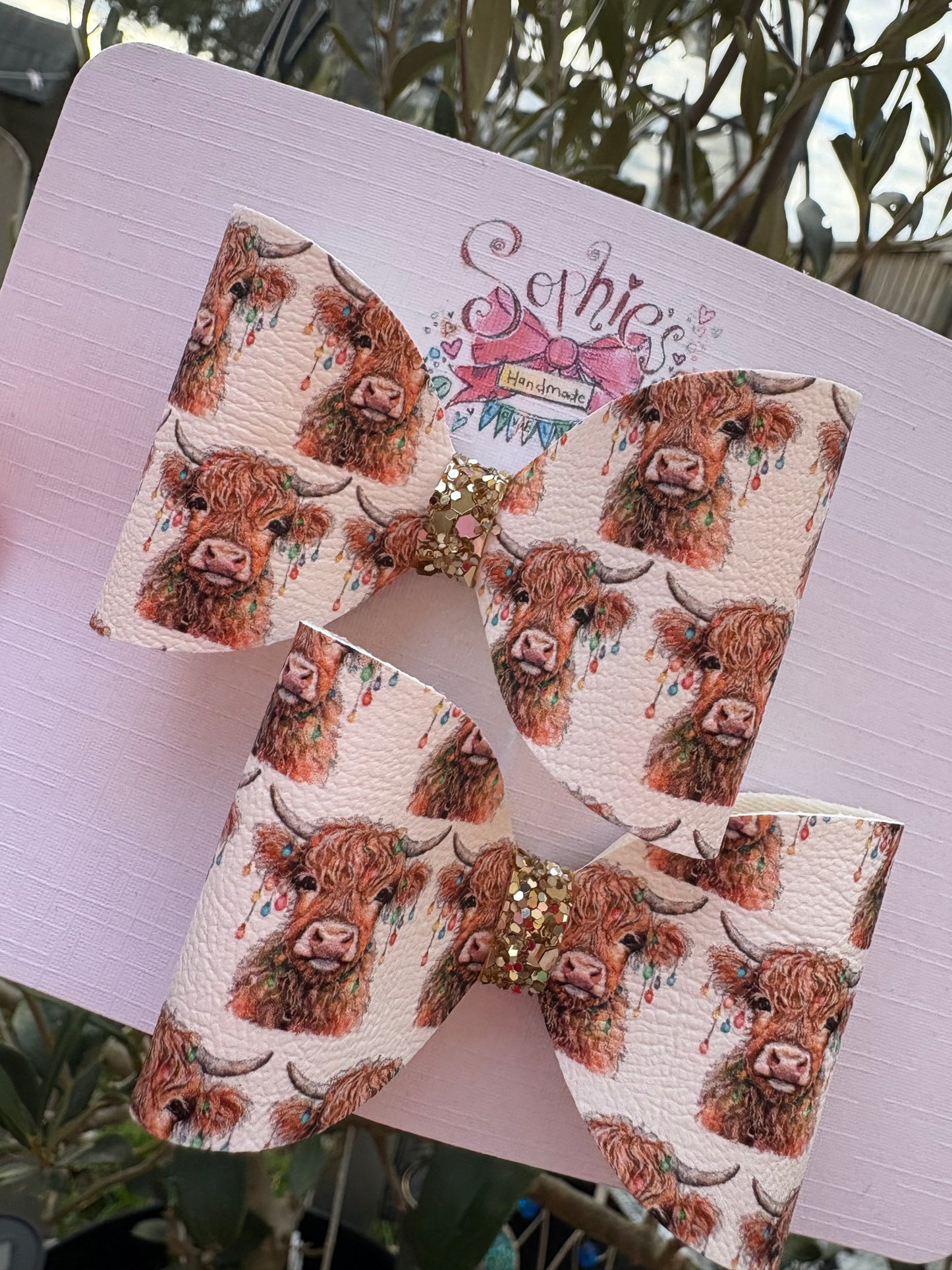 Highland Cow Pigtail 2.5 inch bows