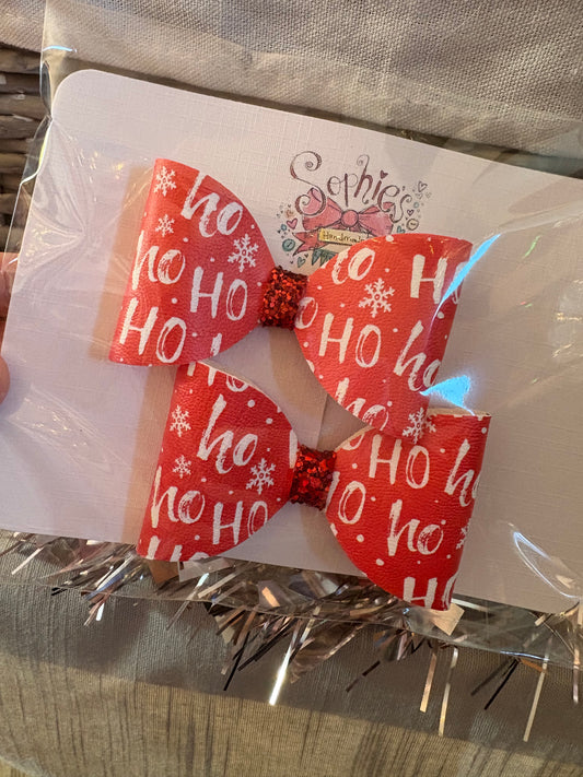 “Ho,Ho,Ho” pigtail bows