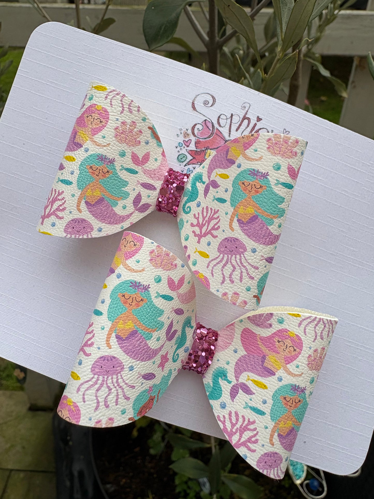 Mermaid 2.5inch Pigtail Bows