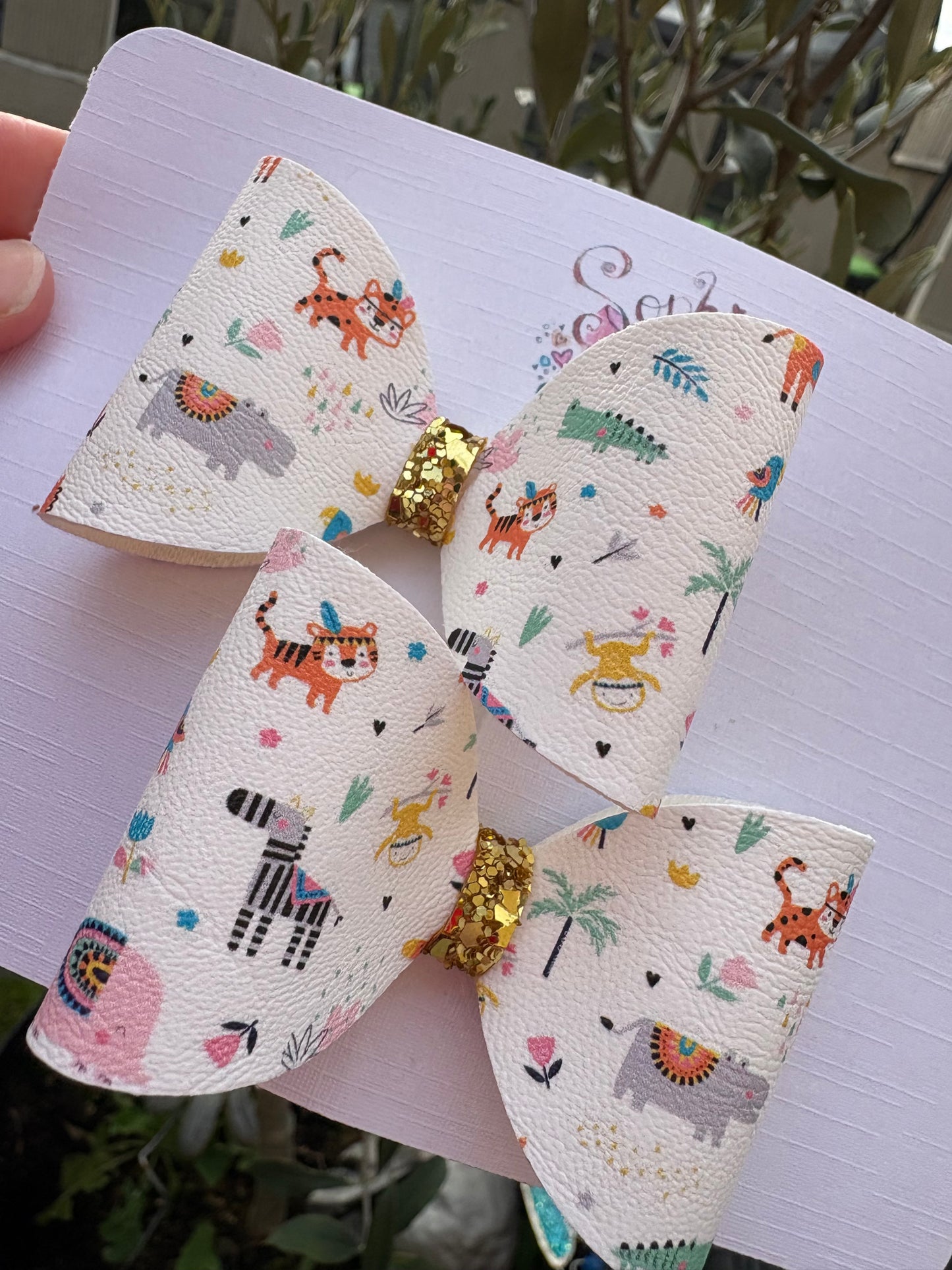 Jungle Animal Pigtail Bows 2.5inch