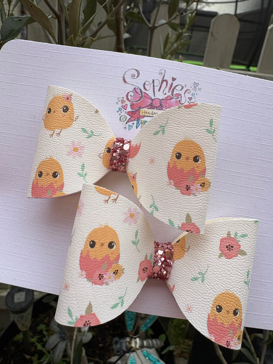 Cute Easter Chick Pigtail Bows