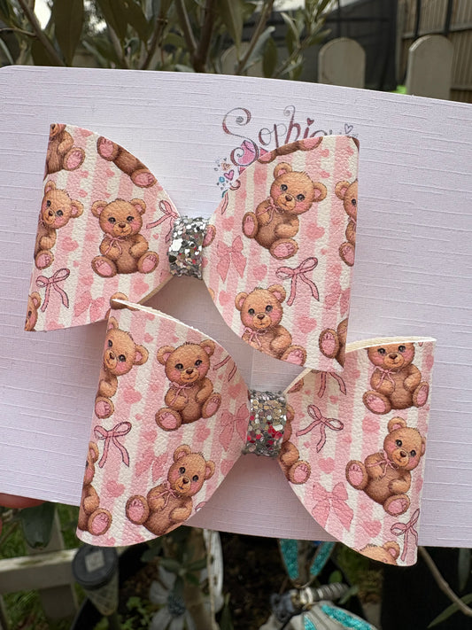 Teddy Bear Pigtail Bows